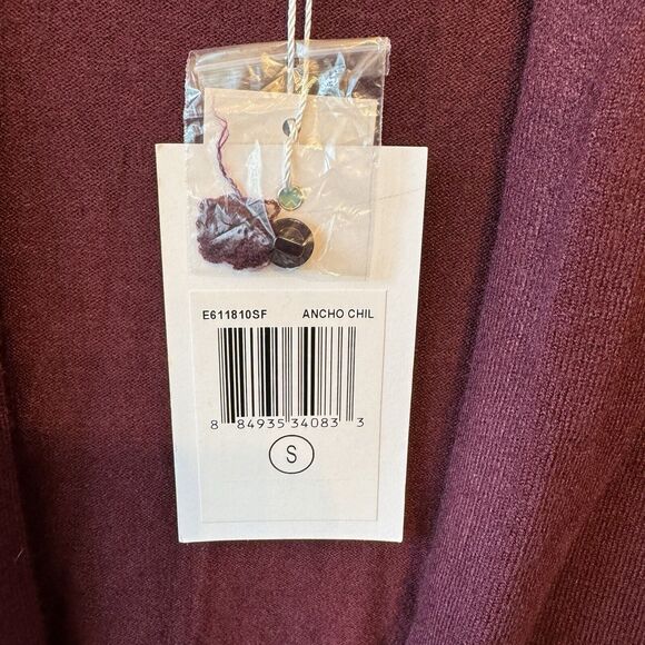 Evolution By Cyrus Cardigan S Button Sleeve Open Burgundy Merlot Wine NWT NEW - Picture 9 of 13